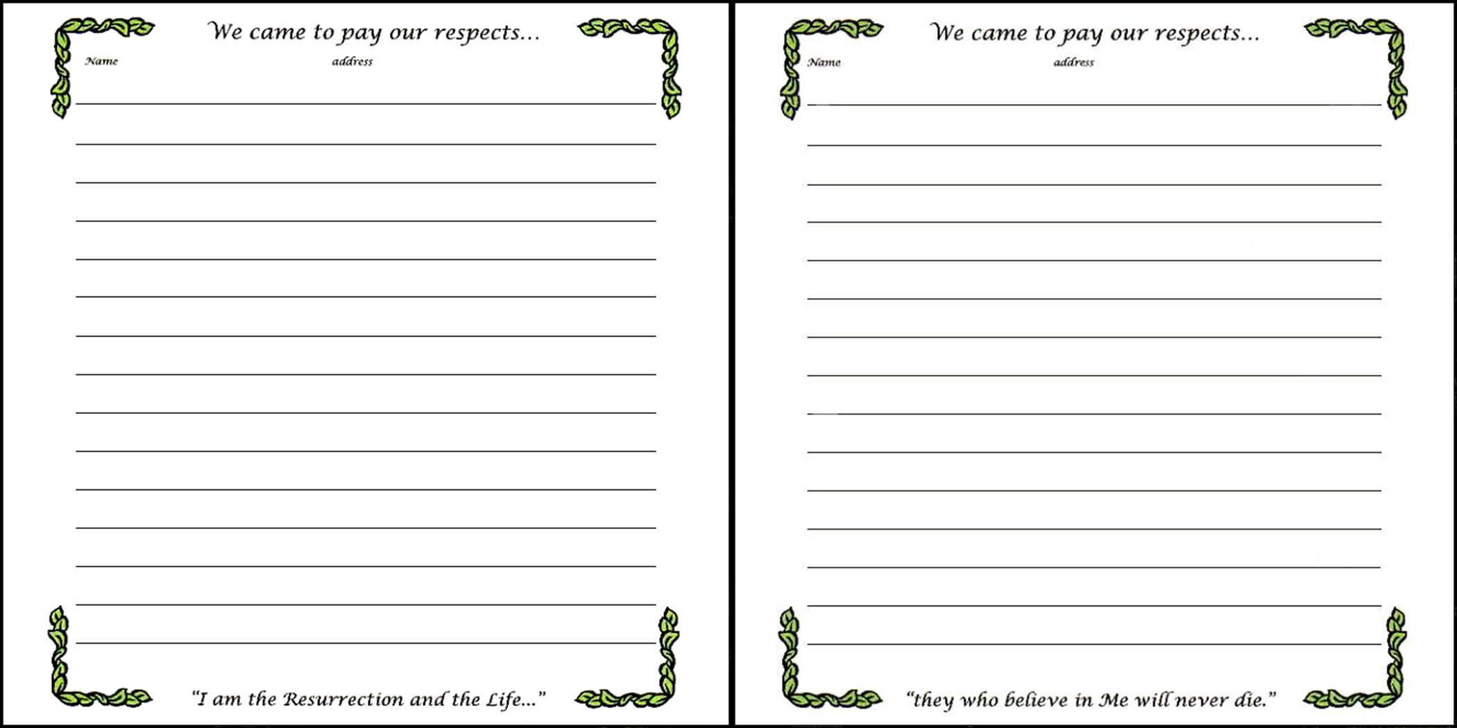 Printable Guest Book Template